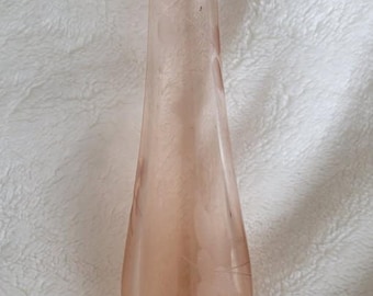 Vintage Pink Depression Glass Stem Etched Vase 8" Height