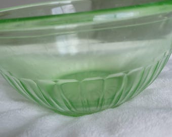 Vintage Green Depression Glass Bowl
