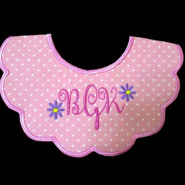 In Hoop Round Scallop Baby Bib