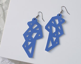 POLYGON. Eco-leather earrings, contemporary Jewelry, handmade Jewelry, drop earrings, gift for her