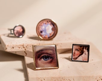 RENAISSANCE. square print ring, contemporary jewelry adjustable ring, handmade jewelry, round square rings, her gift