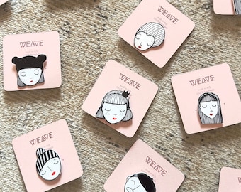 MINÙ BABE - minimal girls brooch, modern brooch, contemporary brooch, brooch face girl