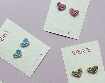 LOVE - Earrings macramè, contemporary jewelry, handmade jewelery, modern earrings, gift for christmas, gift for her