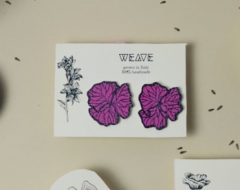 FLORA lobe - minimal ecoleather earrings, modern earring, contemporary earrings, lobe earring, floral earrings, gift for her