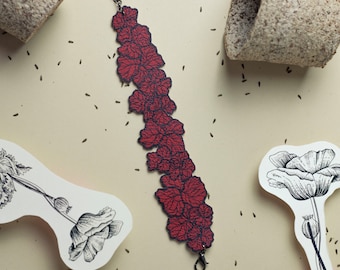 FLORA bracelet - Bracelet eco-leather, contemporary jewelry, handmade jewelery, modern bracelet, gift for her, floral bracelet