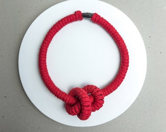 NINODO. Minimal cotton necklace, contemporary jewelry, maxi necklaces, handmade jewelry, modern necklace, gift for her