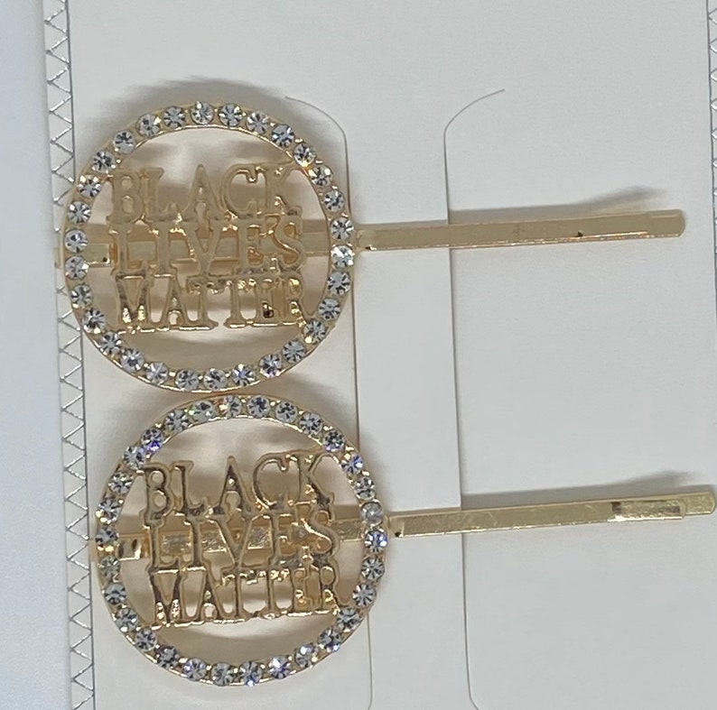 Silver /& Gold Set Rhinestone Black Lives Matter Gold Hair Pins