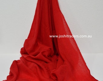 Handmade Red Cashmere Scarf: Warm Nepalese Shawl, 210x75cm