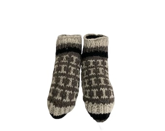 Hand Knitted Wool Slipper Socks Woolly Hand-knitted Warm Cosy Handmade from Nepal