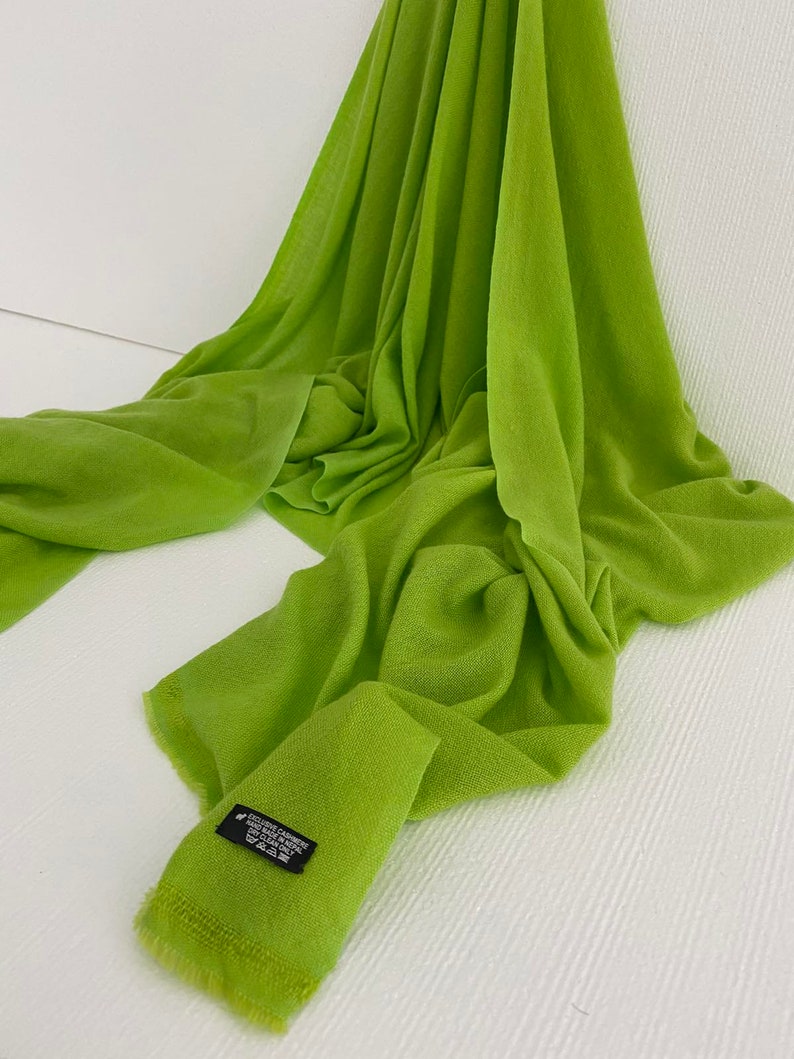 Neon Green Cashmere Shawl Cashmere Scarf Pashmina Scarf Cashmere Stole Cashmere Wrap Cashmere Stole Scarf Cashmere Shawl image 2