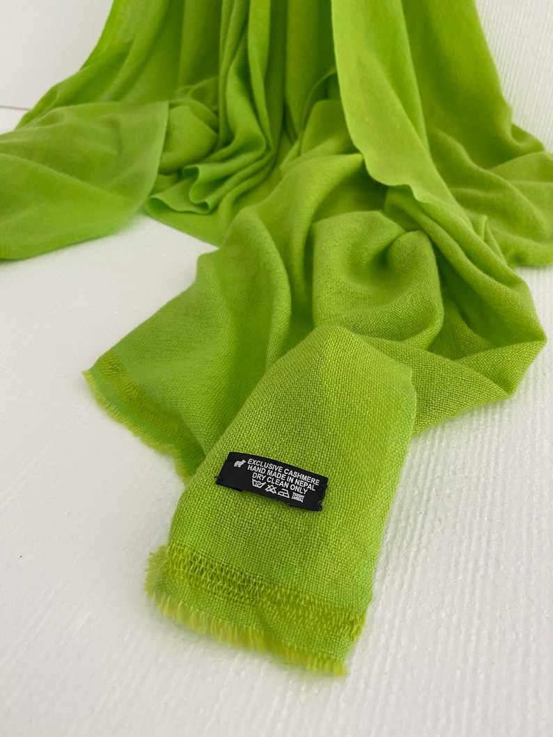 Neon Green Cashmere Shawl Cashmere Scarf Pashmina Scarf Cashmere Stole Cashmere Wrap Cashmere Stole Scarf Cashmere Shawl image 5