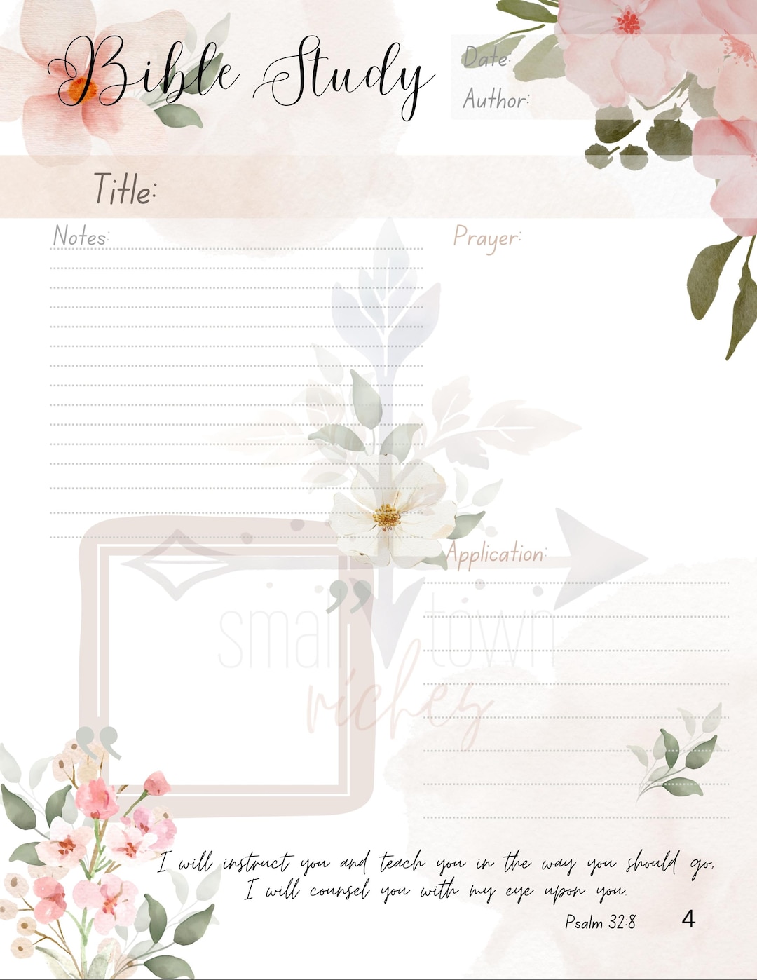 Printable Floral Bible Study Template - Etsy