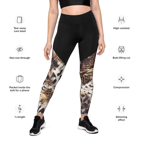Tiger Print Compression Sports Leggings Squat Proof Leggings High Waisted Leggings Gym Leggings Running Leggings Animal Print Leggings Etsy