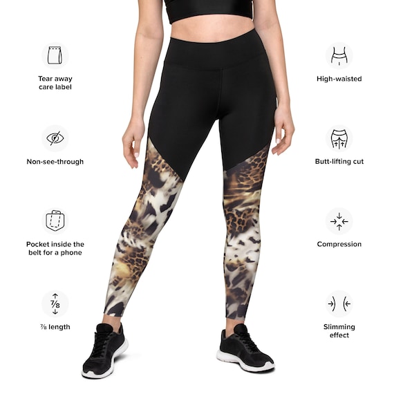 Tiger Print Compression Sports Leggings, Squat Proof Leggings