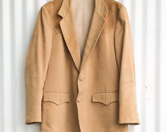 Vintage 1970er Jahre Cord Blazer mit Wildleder Western Cut Details - Klassische Cowboy Jacke - Herren Mantel