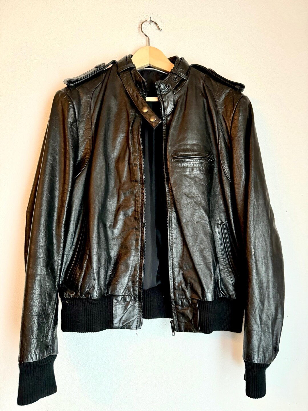 【 VINTAGE 】 SOHO Rib Leather Jacket VINTAGE 】 SOHO Rib Leather Jacket SOHO Black Leather Moto