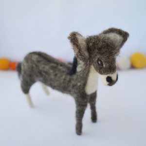 Needle felted donkey, felt donkey, Christmas decoration, needlefelt, needle felting, handmade, sheep wool, sfelted sculpture