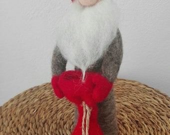 Needle felted elf, sack elf, felt elf, Christmas, felt sculpture, sheep's wool