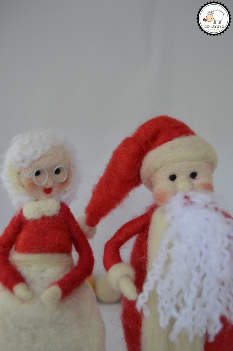 Needle Felted Santa Claus and His Wife Needle Felted Santa - Etsy