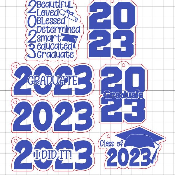 2023 2024 graduation sliced svg laser cut file for engraving keychains graduate congratulations class of cake topper cutout digital download