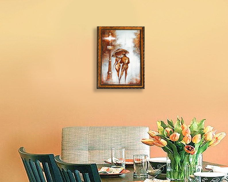 Original Canvas Painting Hand painted Impasto Oil canvas painting Art Deco Painting gold oil painting by Raen