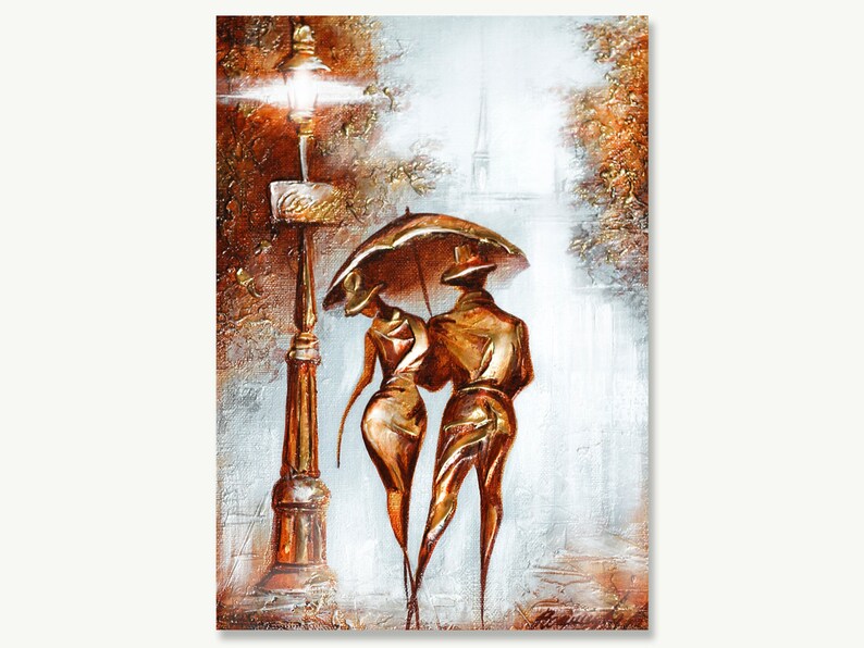 Original Canvas Painting Hand painted Impasto Oil canvas painting Art Deco Painting gold oil painting by Raen