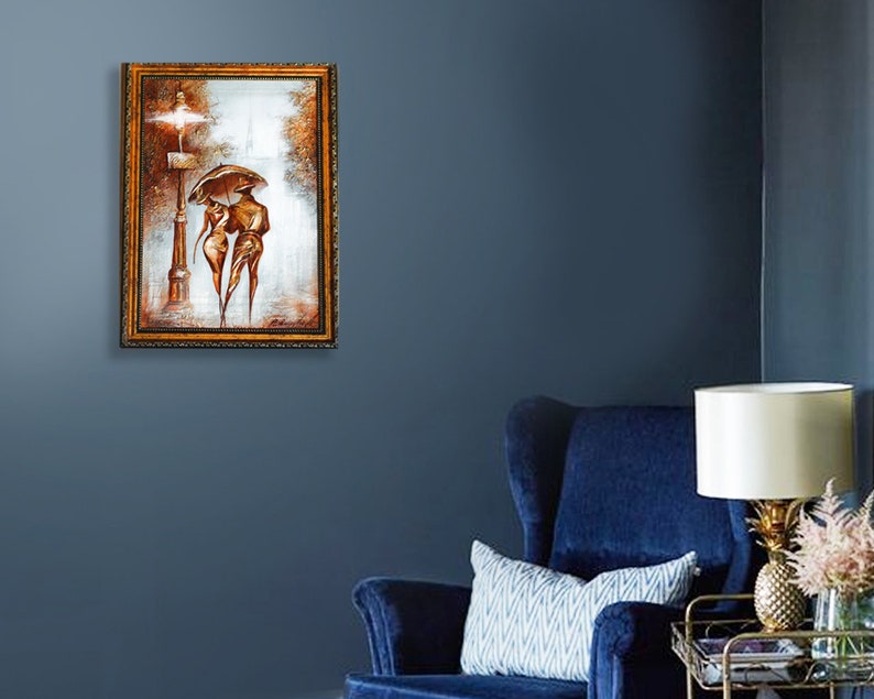 Original Canvas Painting Hand painted Impasto Oil canvas painting Art Deco Painting gold oil painting by Raen