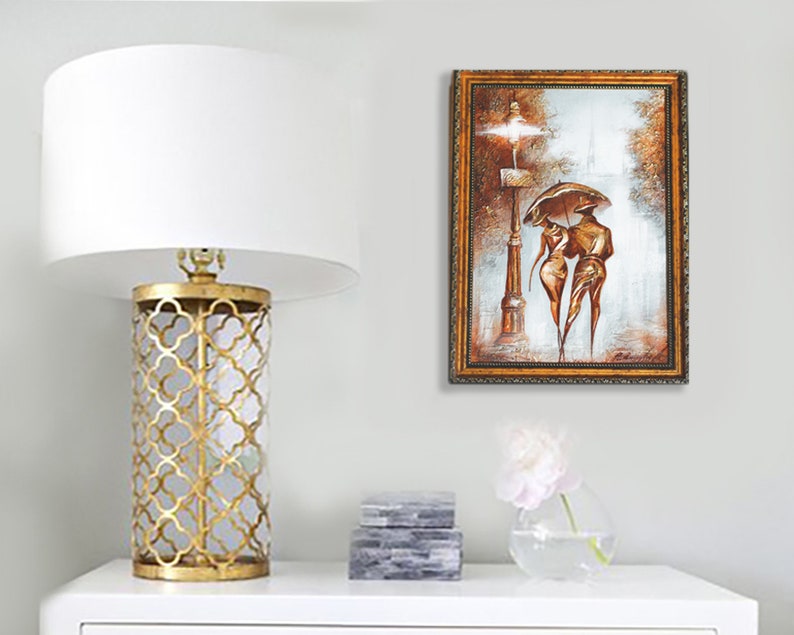 Original Canvas Painting Hand painted Impasto Oil canvas painting Art Deco Painting gold oil painting by Raen
