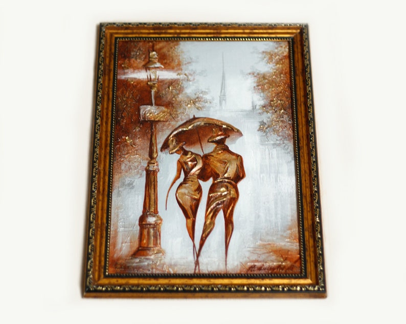 Original Canvas Painting Hand painted Impasto Oil canvas painting Art Deco Painting gold oil painting by Raen