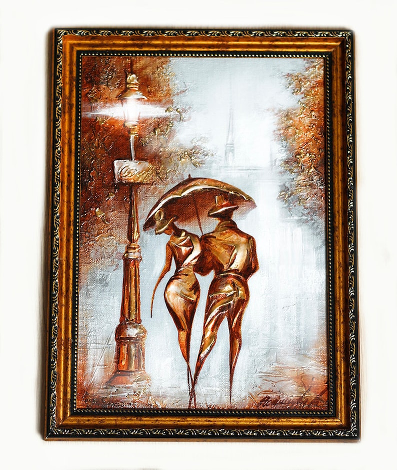 Original Canvas Painting Hand painted Impasto Oil canvas painting Art Deco Painting gold oil painting by Raen