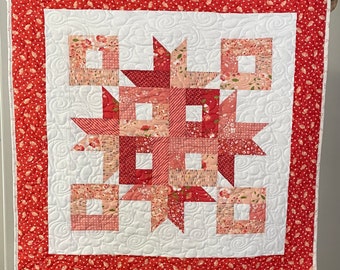 Rosy Starlight Blossom Baby Quilt