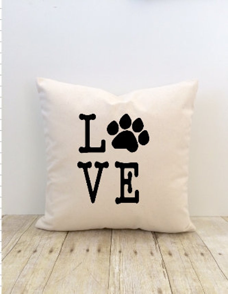 Dog Cat Pet Pillow Cover Love Paw Print Animal Cat Lover Etsy