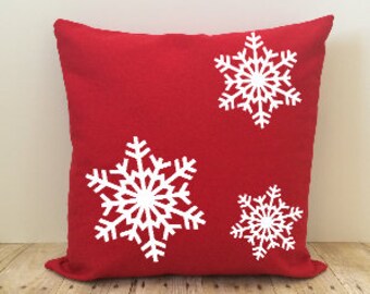 red snowflake pillow