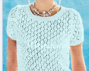 Women's Lace Summer Top Knitting Pattern, DK Weight Yarn, Sizes 81-102cm (Digital Download)