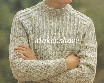 Knitting Pattern Men’s , Man’s Jumper , Sweater , Pullover DK , Light Worsted , 8 Ply Size 36-44in 91-112cm