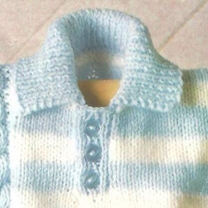 Knitting Pattern Baby/Babies /Toddlers /Children's Striped Jumper/Sweater/Pullover Side Cable DK/Light Worsted/8 Ply size 16-24in 41-61cm