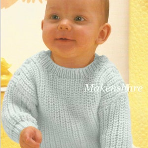 Knitting Pattern Baby Jumper / Sweater/Pullover Fisherman's Rib DK / Light Worsted/8 Ply size 17-19in 43-48cm Age 6-18 months image 6