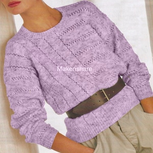 Knitting Pattern Ladies/Woman's/ Girls Sweater/Jumper DK /Light Worsted Weight /8 Ply size 30-44in 76-112cm image 6