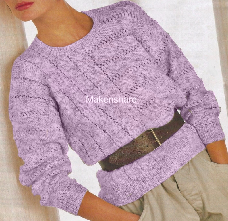 Knitting Pattern Ladies/Woman's/ Girls Sweater/Jumper DK /Light Worsted Weight /8 Ply size 30-44in 76-112cm image 6