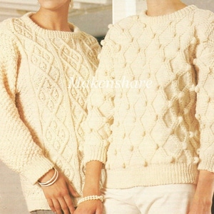 Knitting Pattern ,Ladies , Women’s , Woman’s  Aran , Worsted , 10 Ply Sweater knitting pattern , Jumper , Pullover , size 34-40in 86-102cm