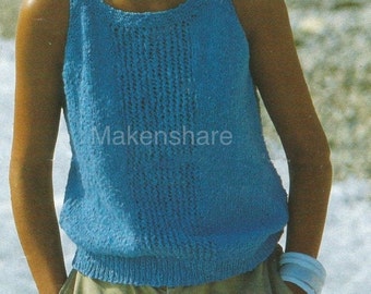 Knitting Pattern Summer Top Girls/ Ladies/Women’s DK/ Light Worsted / 8 Ply size 30-40in  76-102cm