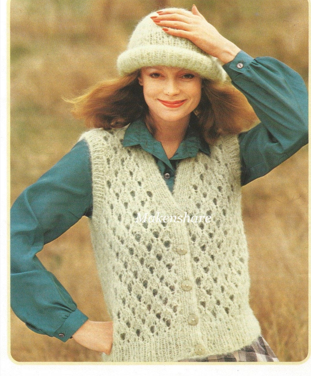 Knitting Pattern Ladies Mohair Sleeveless Cardigan and Hat Etsy