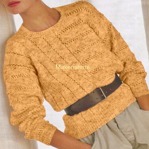 Knitting Pattern Ladies/Woman's/ Girls Sweater/Jumper DK /Light Worsted Weight /8 Ply size 30-44in 76-112cm image 7