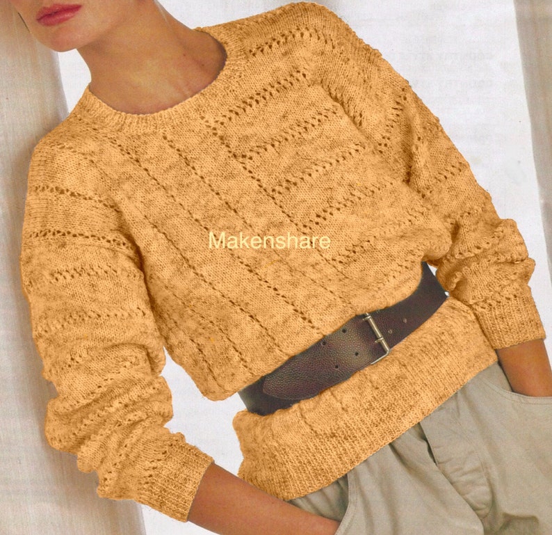 Knitting Pattern Ladies/Woman's/ Girls Sweater/Jumper DK /Light Worsted Weight /8 Ply size 30-44in 76-112cm image 7