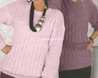 Knitting Pattern Ladies , Girls , Women's , Woman’s DK , Light Worsted , 8 Ply Pullover , Sweater , Jumper size 28-40in 70-100cm
