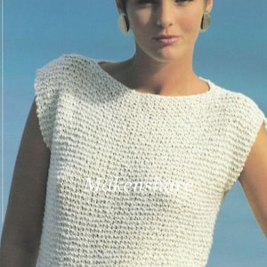Easy Knitting Pattern Girls Top ,Ladies Top in Garter Stitch Great for beginners in Cotton Worsted / 10 Ply / Aran Sizes 26 -40 in 66-102 cm