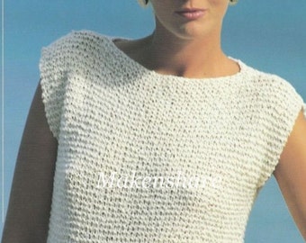 Easy Knitting Pattern Girls Top ,Ladies Top in Garter Stitch Great for beginners in Cotton Worsted / 10 Ply / Aran Sizes 26 -40 in 66-102 cm