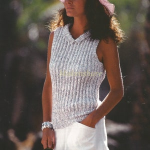 Knitting Pattern Ladies , Older Girls , Woman’s , Women’s Ribbed Summer Tops DK , Light Worsted , Aran Worsted Size 30-40in 76-102cm