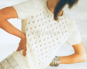 Knitting Pattern Ladies/Woman's/Older Girls Lace Top DK/Light Worsted/8 Ply size 30-40in 76-102cm