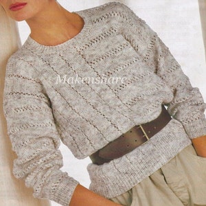 Knitting Pattern Ladies/Woman's/ Girls Sweater/Jumper DK /Light Worsted Weight /8 Ply size 30-44in 76-112cm image 3